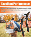 Heavy Duty Left And Right Shoulder Strap Kit For Stihl Br800 Backpack Blower With Mounting Bolts shown outdoors with user.
