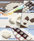 Killer 75 Percent Wireless Mechanical Keyboard With Cute Cake Theme And Compact Layout Featuring Smooth Choco And Candy Switches For A Sweet Gaming Setup And Dope Desk Vibes, showcasing cute keycaps and LED.