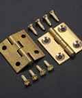 Brass Mini Folding Butt Hinges Set Four Pack, One Inch, for cabinets and jewelry boxes, includes screws, durable and rust resistant