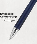 Close-up of the embossed comfort grip on Super Smooth Hybrid Ink Ballpoint Pens with Black 0.7 Mm Fine Point Tips Pack of 3.