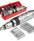 One Half Inch Hand Impact Driver Set For Loosening Stripped Screws And Rusted Bolts Fifteen Piece Reversible CR V Steel Bit Kit With Slotted Phillips And Hex Bits Sturdy Storage Case