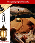 Two Pack Heavy Magnetic Hooks For Outdoor Use, Premium Neodymium Tent Hooks with lantern hanging from tent ceiling.
