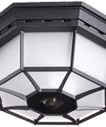 Ceiling Motion Light With 360 Degree Sensor, Black Frosted Glass Octagonal Fixture, 4 Candelabra Bulbs Not Included, Up To 30 Ft Detection Range