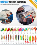 Man fishing with Spinner Lures Kit 32 Piece Spinner Baits For Bass And Trout With Copper Body And Blade Spinning Spoons