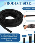 Tough As Nails Braided Cable Protector Sleeving For Zero Tangle Cord Wrap And Auto Harness Routing Easy Grip Pet Wire Loom Tube 150 Feet Long Black, flexible braided tube.