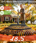 Heavy Duty Leaf Rake For Lawns With Back Saving Long Handle 65 Inch Gardening Rake With 18.5 Inch Wide Head And 25 Tines For Quick Yard Cleanup Anti Rust Steel Construction in garden use