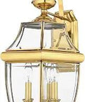 French Country Outdoor Wall Lantern 23 Inch Three Light Sconce In Polished Brass With Clear Beveled Glass For Patio Porch Garage Or Yard