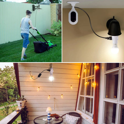 Beefed Up 3 Prong E26 Light Socket to Plug Adapter, White Heat Resistant Socket Converter for 2 To 3 Prong Outlets, Light Splitter for Garage Porch CCTV Cameras and Lighting Fixtures, Flame Retardant PBT Design