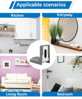 Gray Furniture Anti Tip Anchors 12 Pack For Wall Attachment shown in kitchen, entryway, living room, and bedroom settings