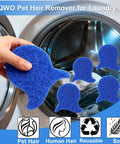 6-Piece Laundry Pet Hair Remover Set Reusable Dog And Cat Hair Cleaner For Clothes And Washing Machines in use near washer