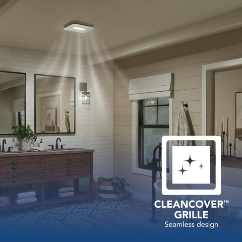 Bathroom with CleanCover Bath Fan With 80 CFM Exhaust, Ultra Quiet 0.7 Sone, Energy Star Certified, white finish on ceiling