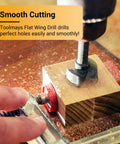 Heavy Workhorse Forstner Drill Bits For Woodworking, 3/4 Inch High Carbon Steel Round Noses, Clean Flat Bottom Holes For Lumber And Job Site Framing, 3 Piece Shop Ready Bundle in use drilling a hole in wood.