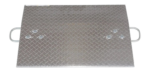 Built Different Aluminum Dock Plate For Two Wheel Hand Trucks 500 Lb Load Rating Loading Bridge Ramp 24 By 30 Inch top view with textured surface