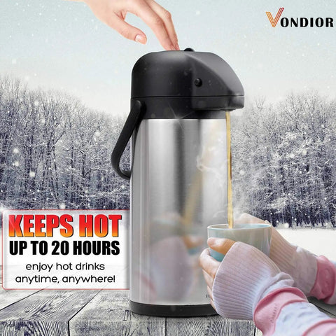 102oz Insulated Airpot Coffee Dispenser With Pump Keeps Coffee Hot Or Cold Up To 20 Hours, Stainless Steel Thermal Carafe For Parties And Big Gatherings, Perfect For Hot Drinks Water Tea Chocolate