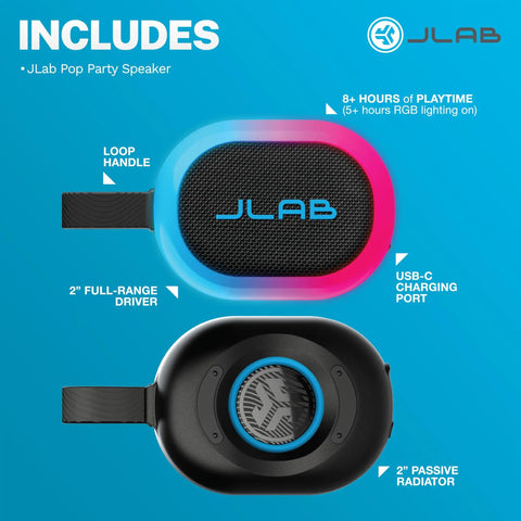 Portable Bluetooth Speaker Waterproof IP55 With Customizable RGB LED Lights 5W Sound Delivers 8 Plus Hours Playtime