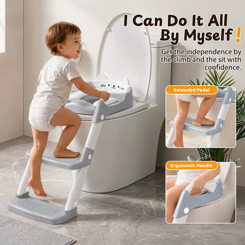 Toddler Potty Training Seat With Step Stool And Adjustable Height Toilet Trainer For Kids Features Slip Resistant Footrest That Grows With Your Kiddo And Turns Daily Bathroom Routine Into Smooth Sailing With Zero Sweat