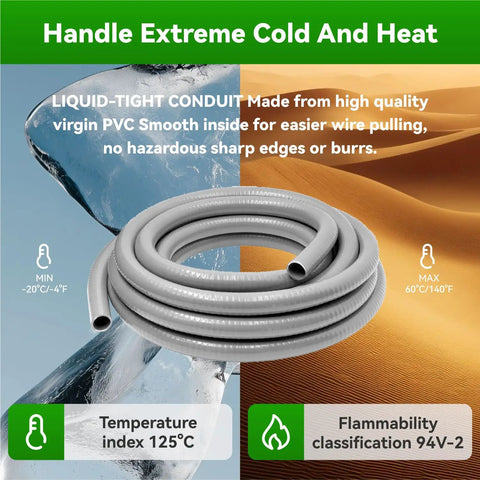 Image showing a coil of 25 Ft Liquid Tight Conduit And Connector Kit With One Half Inch Flexible Non Metallic Electrical Conduit for extreme temperatures.