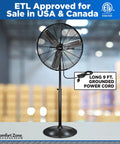 Beast Of A Fan Industrial Pedestal 30 Inch with 3 Speed High Velocity Airflow, adjustable height, metal, for workshop or warehouse