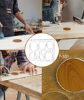 Pro Grade Router Templates for Woodworking Kit with Circle Inlay Templates shown in use on wood projects, various sizes visible