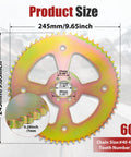 60 Tooth Mini Bike Sprocket For 40 41 420 Chain With 37mm Bore And 6 Hole Mount Rear Sprocket Fit For Coleman CT100U CC100X Baja Doodle Bug DB30 Mega Moto MMB105 And Similar Mini Bike Engines, 245mm size