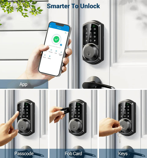 Smart Deadbolt With App Control For No Key Entry, Keyless Front Door Lock, Digital Door Lock With Code, Matte Black