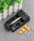 Universal Mini Drill Press Vise Clamp Set For Jewelry Making on table with screws and rubber parts