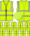 Heavy Duty Reflective Safety Vests Twenty Pack Zippered Mesh Top With Deep Pockets For The Daily Grind And Road Crews Slick Adult Fit For Job Sites And Traffic Patrols with fluorescent yellow and reflective stripes.