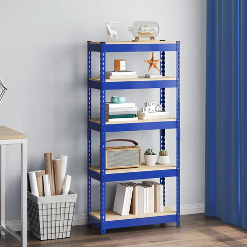 Heavy Duty 3 Pack 5 Tier Metal Storage Shelves For Garage Featuring Fully Adjustable Modular Frame In Bright Blue To Flex Your Storage Game Without Any Extra Effort Today