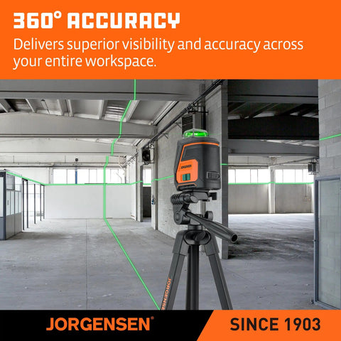 360 Degree Self Leveling Laser Level With Tripod And Magnetic Base, Green Laser Three Line Modes And Full Coverage in a worksite
