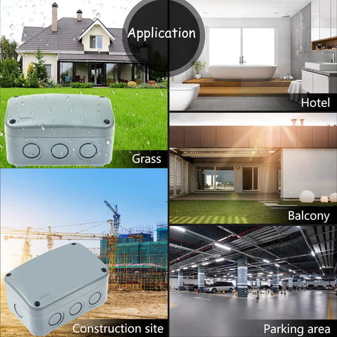 IP66 Waterproof Junction Box Weatherproof Electrical Enclosure For Outdoor Lighting And Wiring, 4.9 X 3.3 X 2.3 Inch, PVC And ABS Project Box Fits 20mm Cable Glands, Dustproof, Rugged, Corrosion Resistant, Grey 100 Pack for outdoor wiring use