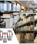 Three Pack Pendant Style Fire Sprinkler Heads Quick Response Sixty Eight Degree Water Spray Down for residential use with office and warehouse background.