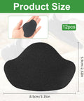 Self Adhesive Inside Shoe Heel Patches 12 Pack For Quick Hole Repair Black Interior Shields Breathable Comfort Fit To Stop Worn Areas From Spreading In Most Shoes with size dimensions shown