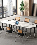 Foldable Office Desk With Hella Smooth Rolling Wheels And Rock Solid Steel Frame, Adjustable Mobile Computer Workstation For Compact Spaces in modern office setting.
