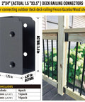 Heavy Duty 201 Stainless Steel Deck Railing Connector Set One And A Half Inch By Three And A Half Inch Actual Size Black