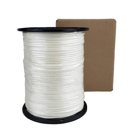 Heavy Duty One Eighth Inch Nylon Rope Solid Braid Utility Rope On A 1000 Foot Spool with cardboard box.