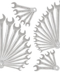 32 Piece Chrome Vanadium Wrench Set With SAE And Metric Sizes displayed with open-end combination layout