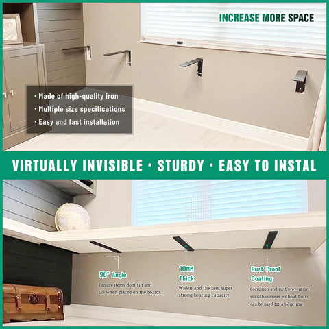 Free Hanging Side Wall Floating Shelf Bracket 3 Pack, 16 Inch Heavy Duty Countertop Support Brackets for Breakfast Bars and Cabinets.