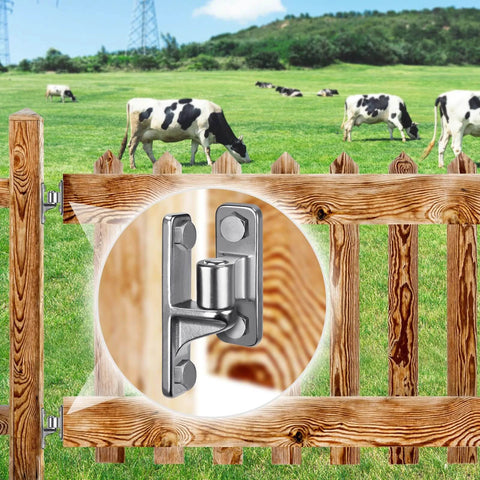 304 Stainless Steel Gate Hinges Heavy Duty 600 Pound Capacity Five Eighth Inch Non Welded One Piece Design on wooden farm gate