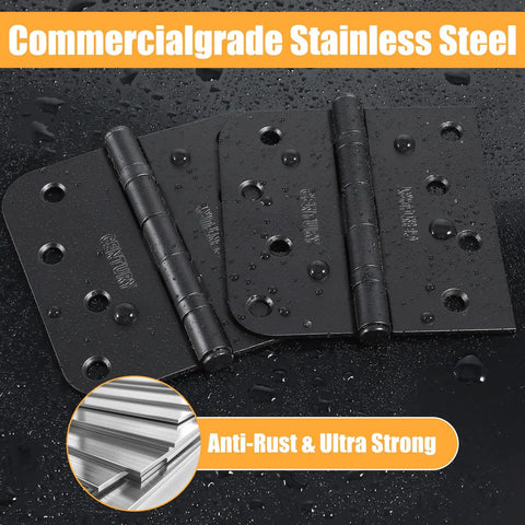 Six Pack Self Closing Door Hinges 4 Inch Black Ball Bearing Matte Black Spring Loaded Hinges For Interior And Exterior Doors