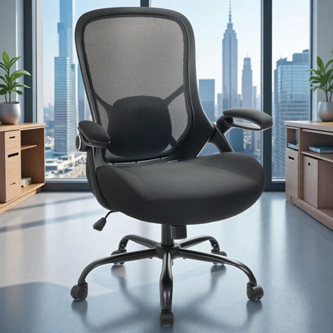 Beefy 400 Lb Heavy Duty Office Chair With 5 Inch Thick Seat Ergonomic Desk Chair Adjustable Armrests in a modern office
