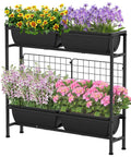 Raised Garden Bed With Legs, 32 Inch Elevated Planter Box For Veggies And Herbs, Includes Drainage Holes, Trellis, And Four Plastic Planting Stations