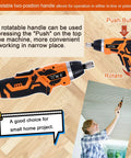 Cordless Electric Screwdriver 3.6V Rechargeable with 2000mAh Battery, two position handle for 90 to 180 degree use, DIY project use