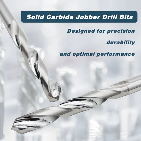 Solid Carbide Jobber Drill Bit With Straight Shank, 118 Degree Point, Quarter Inch Diameter, Two Inch Flute, heavy duty use