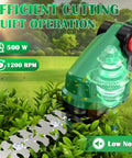 Cordless Hedge Trimmer With Battery And Charger 2 In 1 Small Electric Hedge Trimmers Rechargeable Mini Handheld Grass Shears Weed Bush Trimmer For Garden And Lawn Quick Charge Includes 2X 3Ah Battery showing efficient cutting.