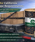 Heavy Duty Truck Rope For Cargo Securement And Tie Downs With Twisted 3 Strand Polypropylene Black With Orange Tracer shown on a trailer