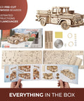Chevrolet 3100 Inspired Wooden 3D Puzzle Car Kit For Adults With Spring Motor Pickup Lumberjack Model mechanical wood parts and instructions