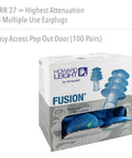 Box of Fusion Corded Reusable Earplugs With Dual Material Construction for Superior Comfort with FlexiFirm Core, 100 pairs