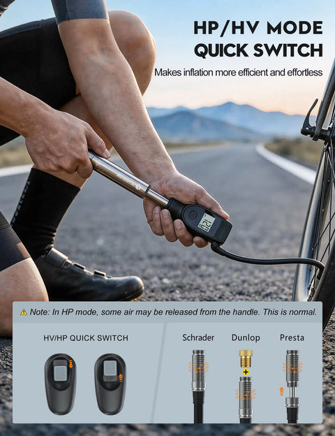 320 PSI High Pressure Bike Shock Pump With Gauge For Front Fork And Rear Suspension used on mountain bike by the road