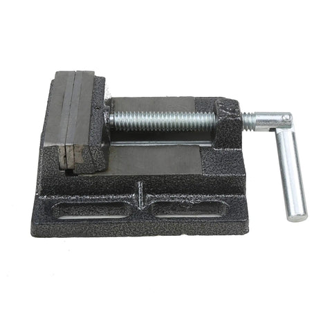 Flat Drill Press Vise 4 Inch For Home Shop Use Heavy Duty Malleable Cast Steel Body With Powder Coat Finish 4 Hole Reinforced Base