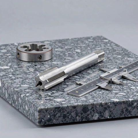 Top Notch M20 X 1.5 Metric Hand Thread Tap And Die Set For Serious Gear Head Repair Work With Hardened Alloy Steel Cutting Tools on stone